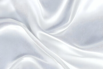 White silk fabric flows smoothly, creating elegant folds and drapes in soft lighting, perfect for textile design.