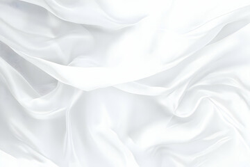 Fototapeta premium Smooth Elegant White Silk or Satin Fabric Texture Background with Soft Folds and Ripples.