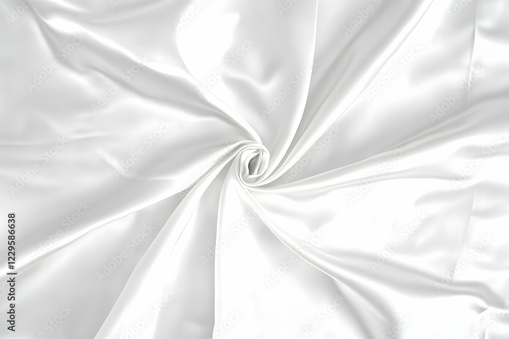 Poster white satin swirls elegantly, creating soft texture and smooth waves in a luxurious display of fabri