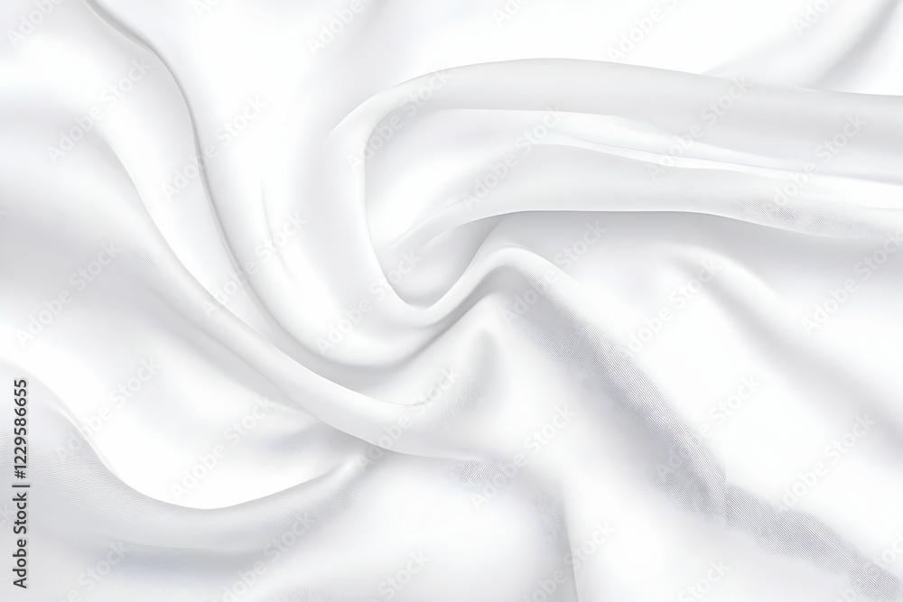 Poster white silk fabric flows gracefully, creating soft folds and elegant curves in subtle light