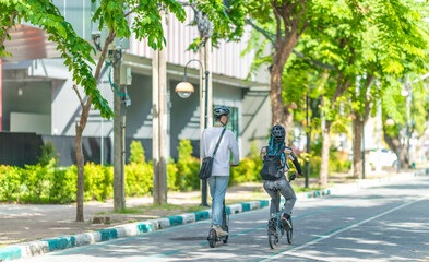Young Commuters with Eco-Friendly Transportation