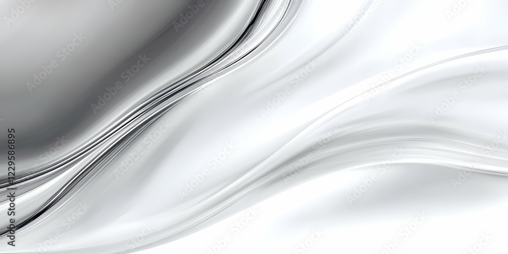 Poster abstract silver flowing waves background creates a smooth and elegant design.