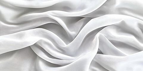 Obraz premium White Fabric Flows and Creates Elegant Waves in Soft Light, Smooth and Gentle Texture, Ideal Background for Design Projects