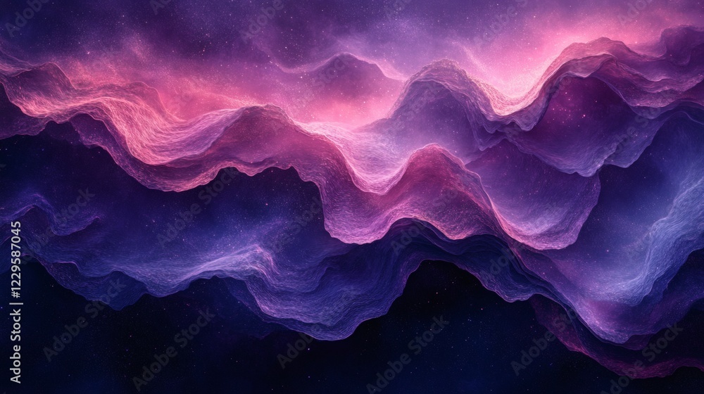 Poster abstract background a blend of dark purple and midnight blue waves featuring a grainy texture and no