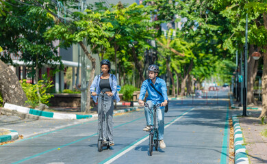 Young Commuters with Eco-Friendly Transportation