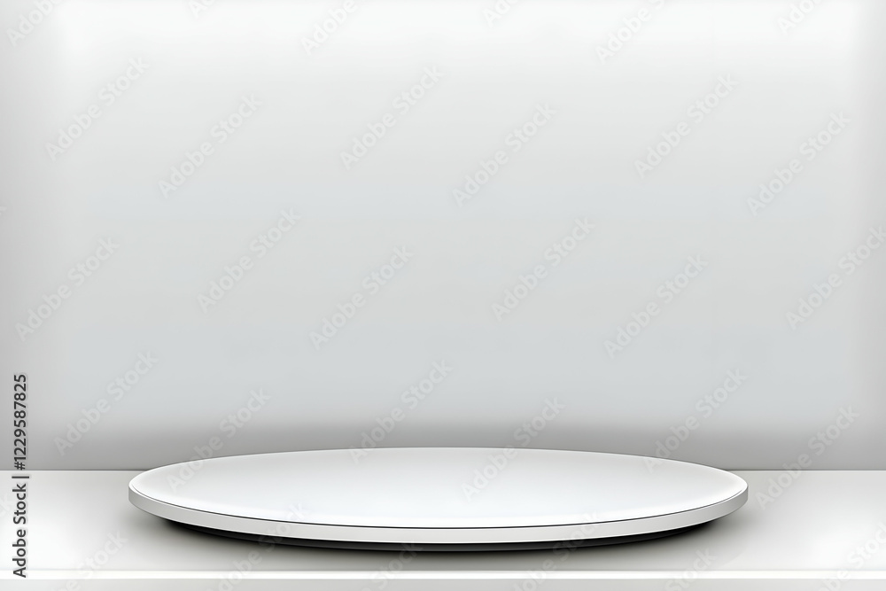 Poster empty circular platform presents a blank canvas against a softly lit white backdrop for product disp