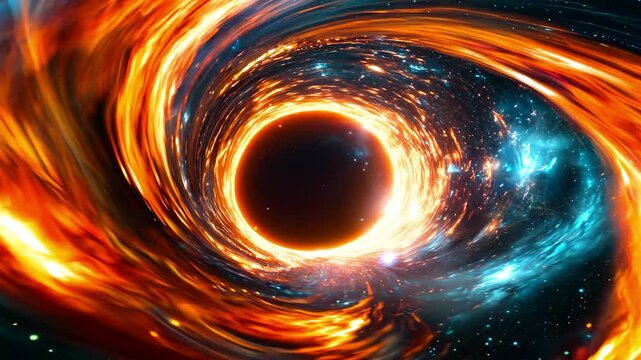 Massive Black Hole with Swirling Accretion Disk in Deep Space - made with Generative AI