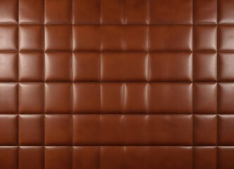 Naklejka premium Cognac-colored leather wall covering with visible stitches, cognac leather, tanned leather, leather wall covering