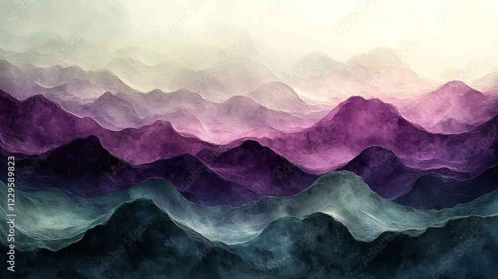 Poster abstract background a combination of soft mauve and deep olive green waves featuring a grainy noise 
