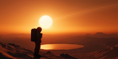 An astronaut on Titan watches in awe as Saturn's massive rings cast a perfect shadow over the Sun, creating a total solar eclipse