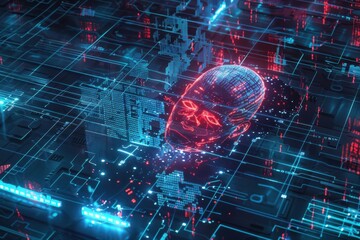 AI hologram analyzes and defends against cyber threats in digital landscape