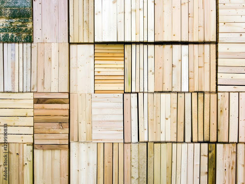 Poster wooden planks arranged in a pattern form a textured background for design.