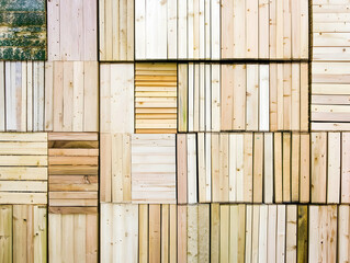 Wooden Planks Arranged in a Pattern Form a Textured Background for Design.