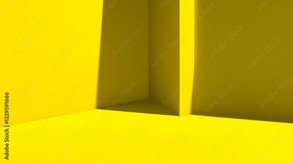 Poster 3d yellow abstract corner background creates dynamic visual with bold color for modern designs.