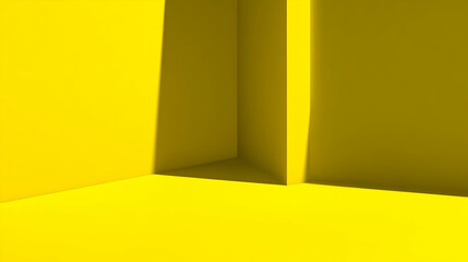 3D Yellow Abstract Corner Background Creates Dynamic Visual with Bold Color for Modern Designs.