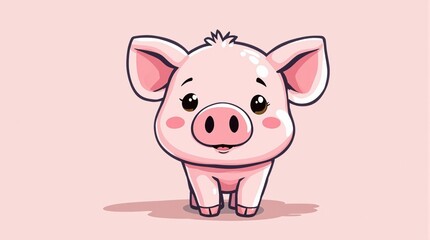 Cute pig cartoon simple illustration