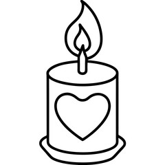 Love and Light Heart and Candle Line Art