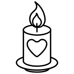 Love and Light Heart and Candle Line Art