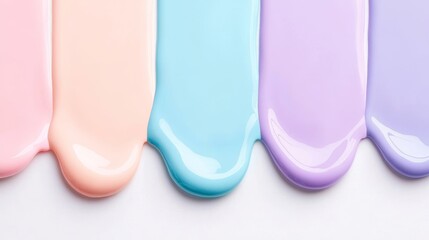 Soft Pastel Nail Polish Colors with Smooth Brush Strokes for Nail Art Design