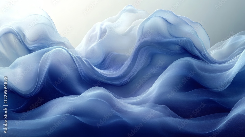 Poster abstract background a smooth flow of navy blue and light gray waves featuring a grainy texture and n