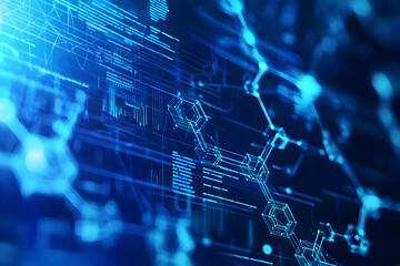 Blue digital background with intricate data visualizations, offering a glimpse into the world of data analysis.