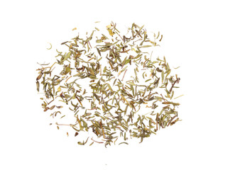 Thyme powder on white background