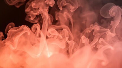 Swirling Red and Pink Smoke Against Dark Abstract Background