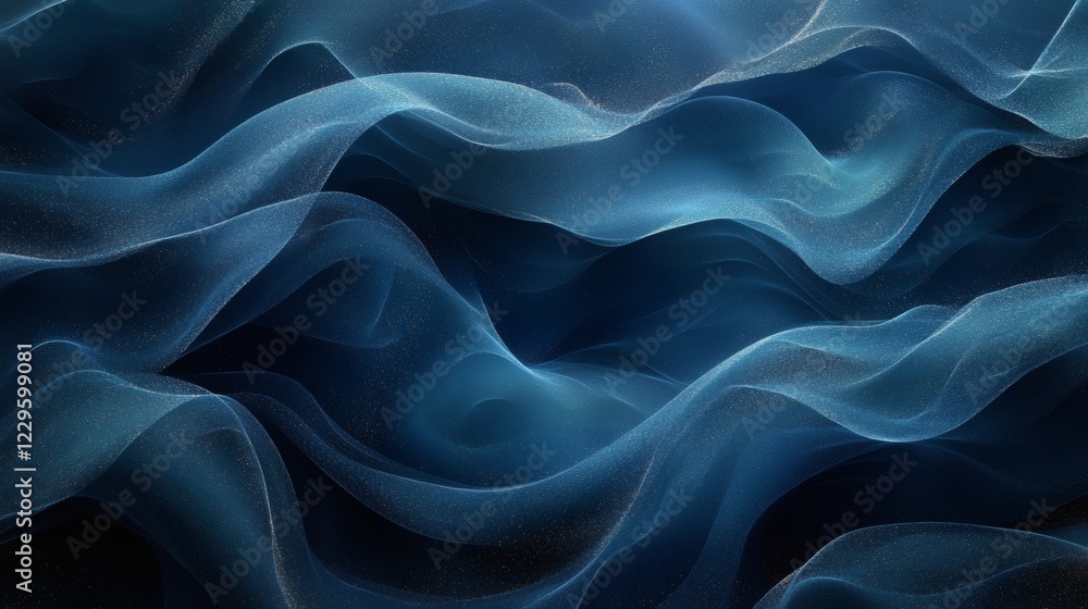 Aufkleber abstract background flowing waves in midnight blue and dark green featuring a grainy noise texture f