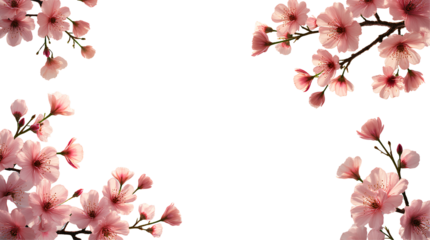 flower, pink, spring,Tree branch with flowers, summer and spring-themed photo overlays, artistic frame in PNG