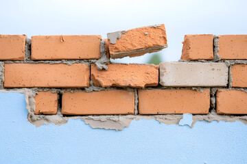 Obraz premium Empty room with damaged, cracked wall mock up