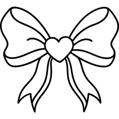 Minimalist Bow and Heart Outline Design