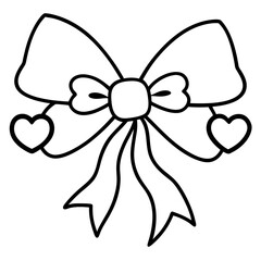 Minimalist Bow and Heart Outline Design