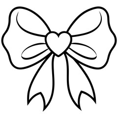 Minimalist Bow and Heart Outline Design