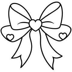 Minimalist Bow and Heart Outline Design