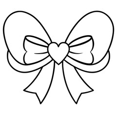 Minimalist Bow and Heart Outline Design