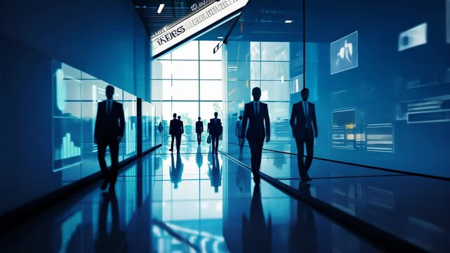 Modern trade show with vendors and attendees background, captured in a lively scene of networking and business interactions, showcasing the spirit of a professional event.