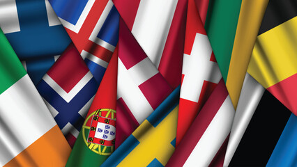 Set of Variant Flags Stacked on Top of Each Other