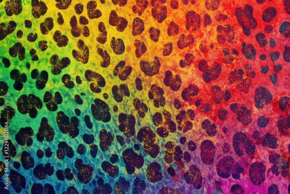 Poster vibrant seamless rainbow leopard print pattern with smooth color transitions