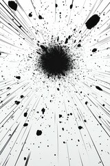 Black ink explodes outward white background