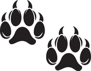 lion footprint clip art black silhouette design vector art illustration