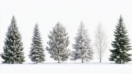 Obraz premium collection of pine and fir trees ,