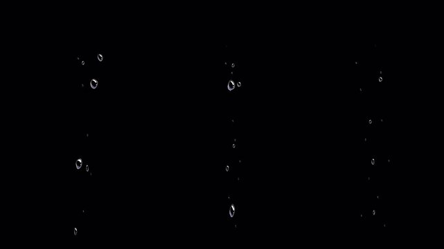 3 styles Water bubbles flowing up in lines, anime liquid effect, steam, seaweed oxygen, underwater decoration, seamless loop cartoon animation on a transparent background, crop to use