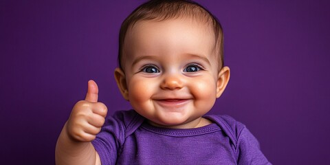 Cheerful Baby Thumbs-Up in Purple