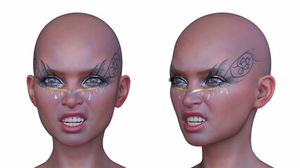 女性の顔アップ　3DCGレンダリング