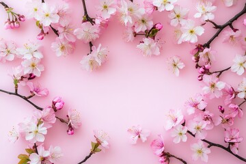 Obraz premium There are a multitude of beautiful pink flowers on a pink background