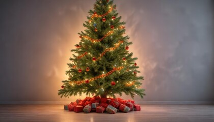 evergreen branches forming a festive border around a Christmas tree, garland, ivy, decoration