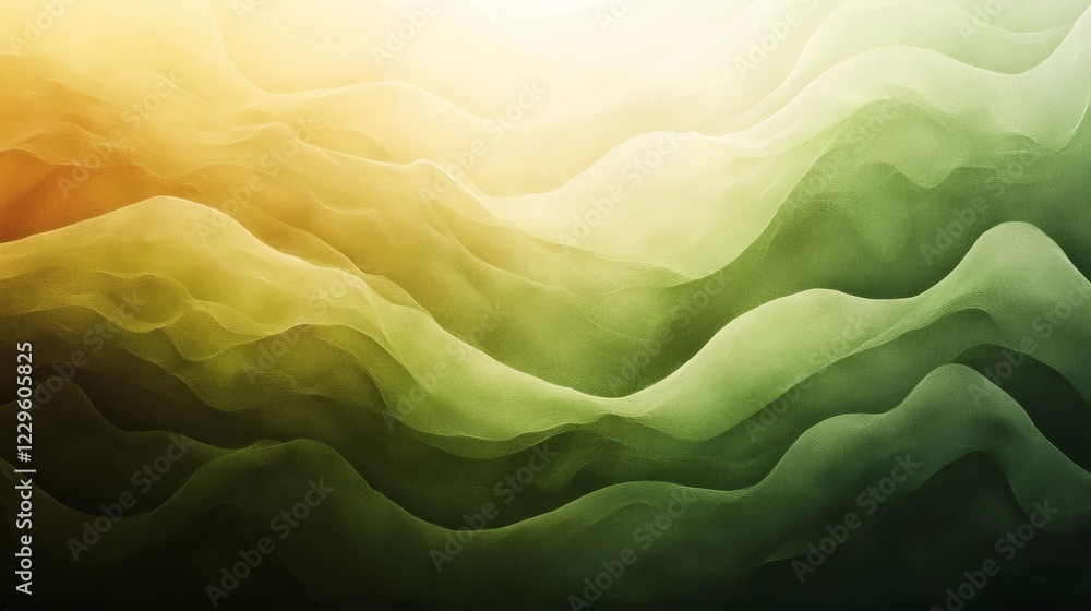 Poster abstract background vibrant lime green and muted brown waves featuring a smooth grainy texture and s