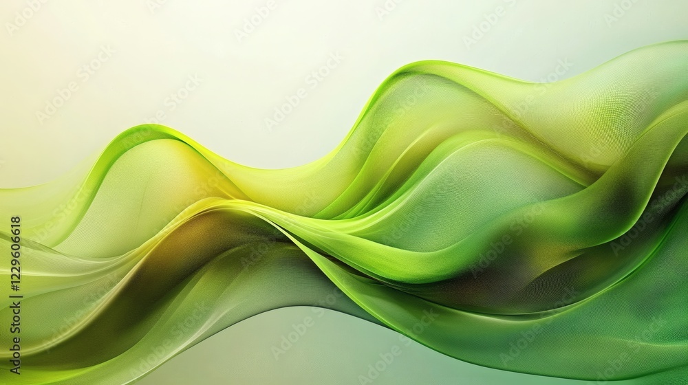Poster abstract background vibrant lime green and muted brown waves featuring a smooth grainy texture and s