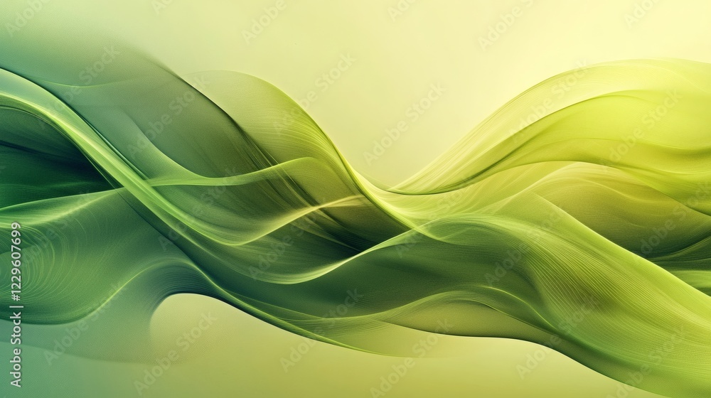 Poster abstract background vibrant lime green and muted brown waves featuring a smooth grainy texture and s