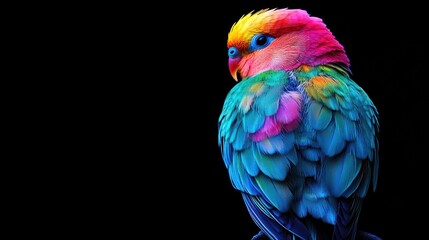 Obraz premium Vibrant Rainbow Lorikeet Against Black Background